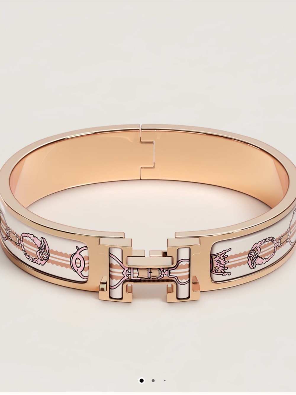 NWT Clic H Étriers Rose Gold Enamel Bracelet
